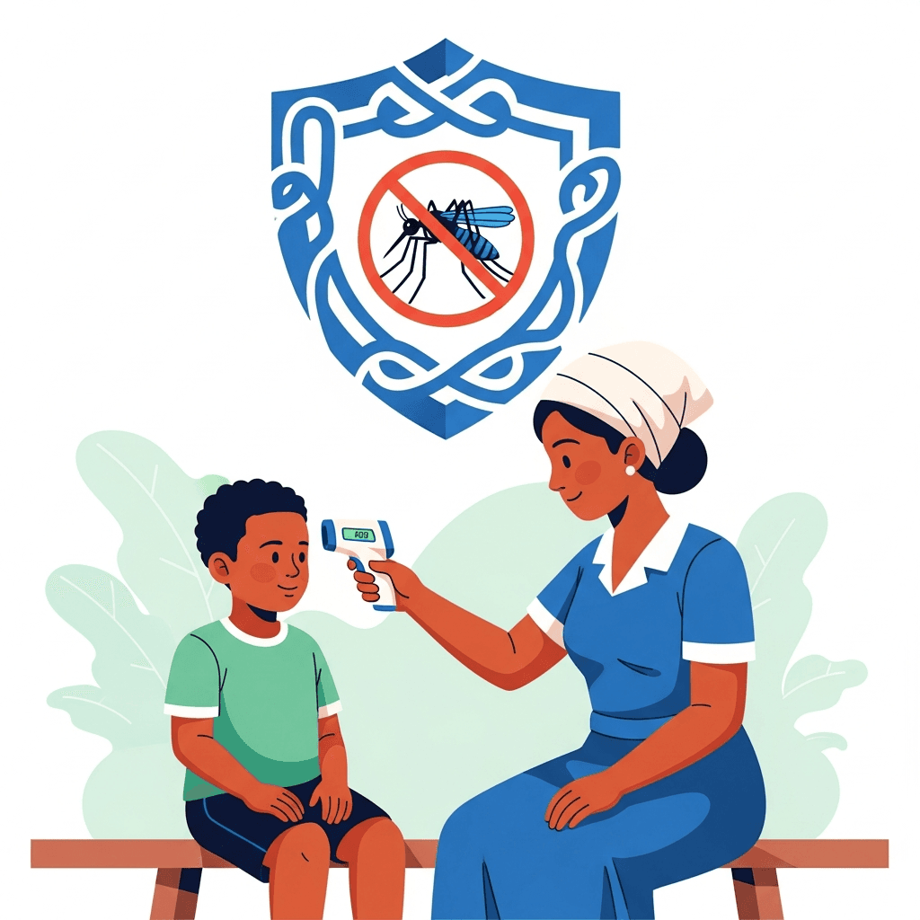 Malaria prevention and treatment program illustration